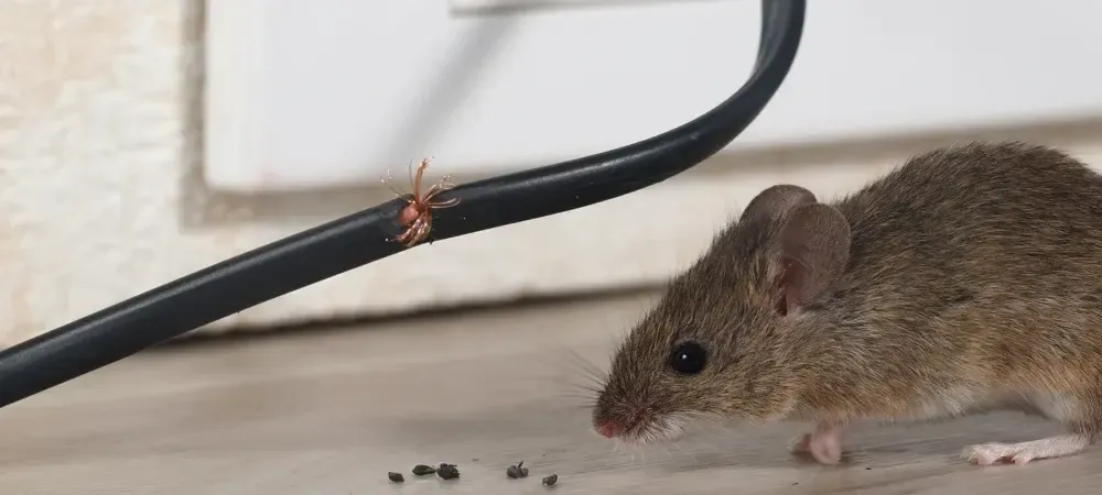 rat chewing on a wire